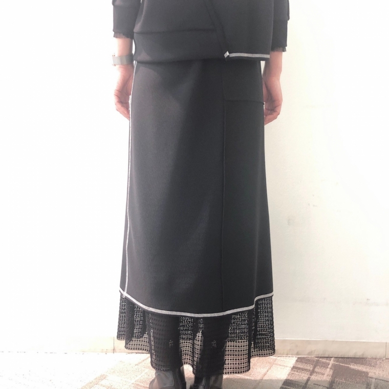 メッシュレイヤードパッチワークタイトスカート☆