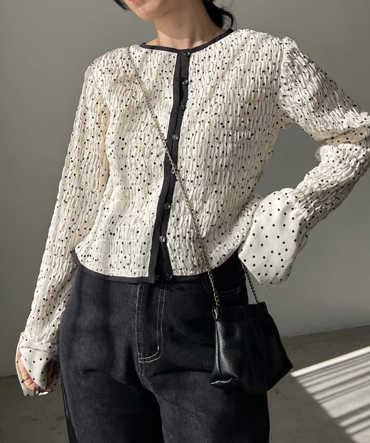 ドットシャーリングブラウス入荷中!